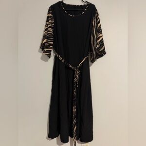 SHEIN Black Maxi Dress with Animal Print Accents